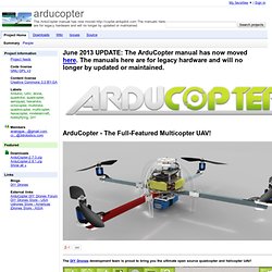 arducopter - Arduino-based autopilot for mulitrotor craft, from quadcopters to traditional helis