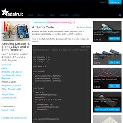 Arduino Lesson 4. Eight LEDs and a Shift Register