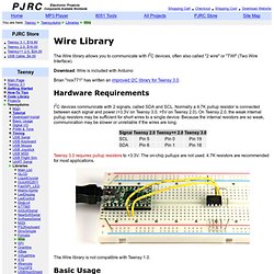 Wire Arduino Library, connecting I2C (TWI) devices to Teensy