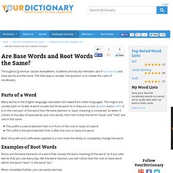 Are Base Words and Root Words the Same?