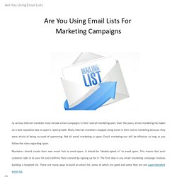 Are You Using Email Lists