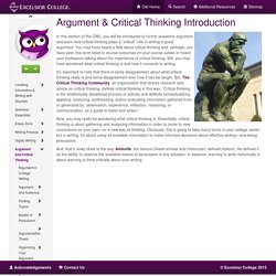 Argument & Critical Thinking Introduction