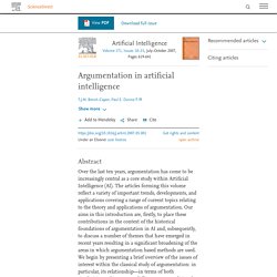 Argumentation in artificial intelligence