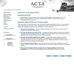 Arguments for and against ACTA