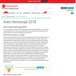 Aries Horoscope Predictions 2018