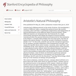 Aristotle's Natural Philosophy (Stanford Encyclopedia of Philosophy)