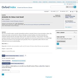 Aristotle On Odour And Smell : Oxford Studies in Ancient Philosophy, Volume 43 - oi