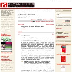 Armand Colin : la revue "Revue d'histoire des sciences"