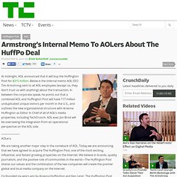 Armstrong’s Internal Memo To AOLers About The HuffPo Deal