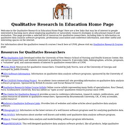Jan Armstrong's Qualitative Research in Education Home Page