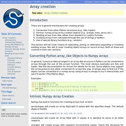 Array creation — NumPy v1.6 Manual