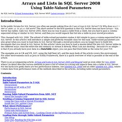 Arrays and Lists in SQL Server 2008
