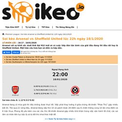 Soi kèo Arsenal vs Sheffield United lúc 22h ngày 18/1/2020 - Soikeo IO