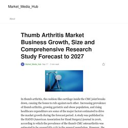Thumb Arthritis Market Business Growth, Size and Comprehensive Research Study Forecast to 2027