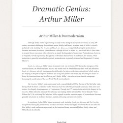 Dramatic Genius: Arthur Miller