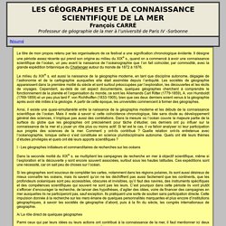 Epistémologie - « Les géographes et la connaissance scientifique de la mer », FIG 2009,