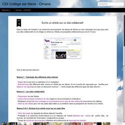 CDI Collège ste Marie - Ornans: Ecrire un article sur un site collaboratif