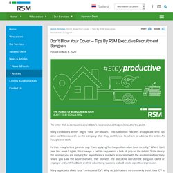 Don’t Blow Your Cover Tips By Executive Recruitment Bangkok - RSM