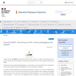 [Article] AEEPS - Numérique et EPS - bistrot pédagogique de l'AEEPS