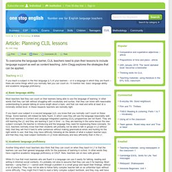 Article: Planning CLIL lessons