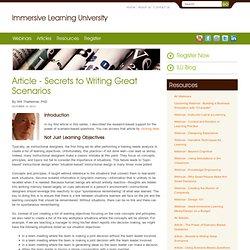 Article - Secrets to Writing Great Scenarios (Resources)