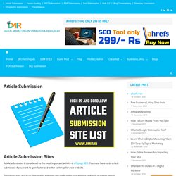 Article Submission Sites