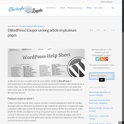 Couper un long article Wordpress en plusieurs pages