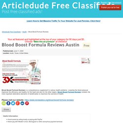 Blood Boost Formula Reviews Austin - Articledude Free Classifieds
