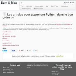 Les articles pour apprendre Python, dans le bon ordre :-)