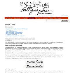 Articles – Varia « La Société des Calligraphes de Montréal