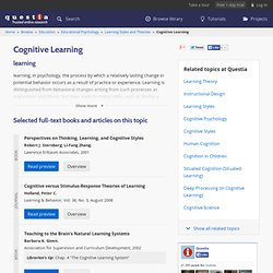 List of books and articles about Cognitive Learning