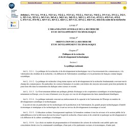 Articles du code de la recherche / CNRS