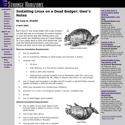 Articles: Installing Linux on a Dead Badger: User's Notes, by Lucy A. Snyder