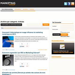 Marketing Internet: Liste des articles gratuits concernant la vente en ligne