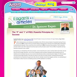 Kagan's FREE Articles - The “P” and “I” of PIES: Powerful Principles for Success