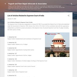 List of Articles Related to Supreme Court of India