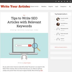 Tips to Write SEO Articles with Relevant Keywords