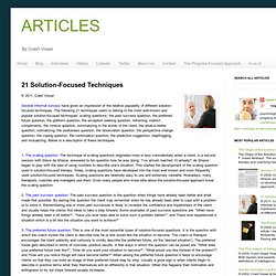 ARTICLES: 21 Solution-Focused Techniques