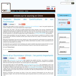 Articles sur le sourcing en Chine