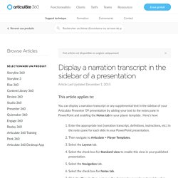 360 - Display a narration transcript in the sidebar of a presentation