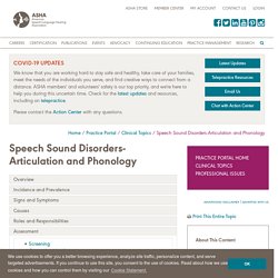 Speech Sound Disorders: Articulation and Phonology: Assessment