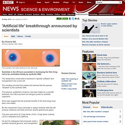 'Artificial life' breakthrough announced by scientists