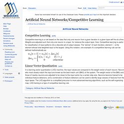 Artificial Neural Networks/Competitive Learning
