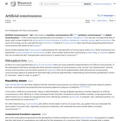 Artificial consciousness - Wikipedia
