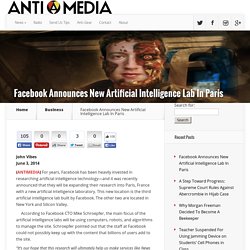 Facebook Announces New Artificial Intelligence Lab In Paris