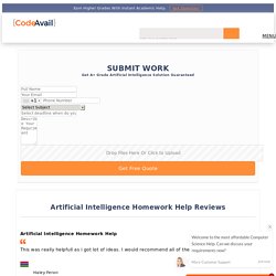 Artificial Intelligence Homework Help from AI Professionals -codeavail