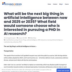 What will be the next big thing in artificial intelligence between now and 2025 or 2035? What field would someone choose who is interested in pursuing a PHD in AI research?