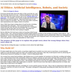J J Bryson; Ethics, Robots, Artificial Intelligence (AI), and Society