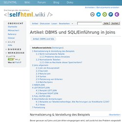 Artikel:DBMS und SQL/Einführung in Joins – SELFHTML-Wiki
