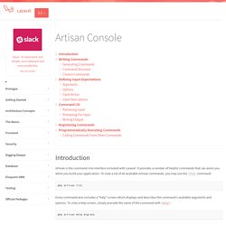 Artisan Console - Laravel - The PHP Framework For Web Artisans